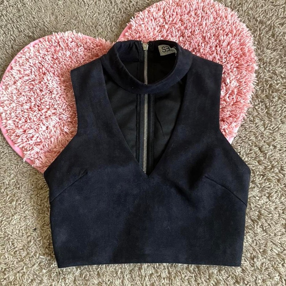 LF seek the label black suede top